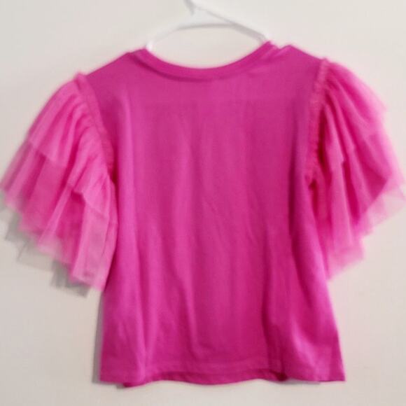 Disney Princess Graphic Print Mesh Tulle Short Sleeve Pink Tee Girls 9/10 NEW - Picture 2 of 11